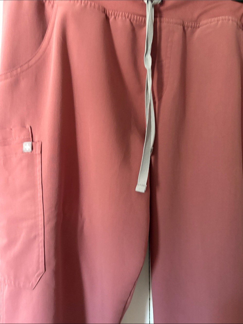 FIGS Women's Elastic Waist Drawstring straight leg scrub pants - Mauve color.